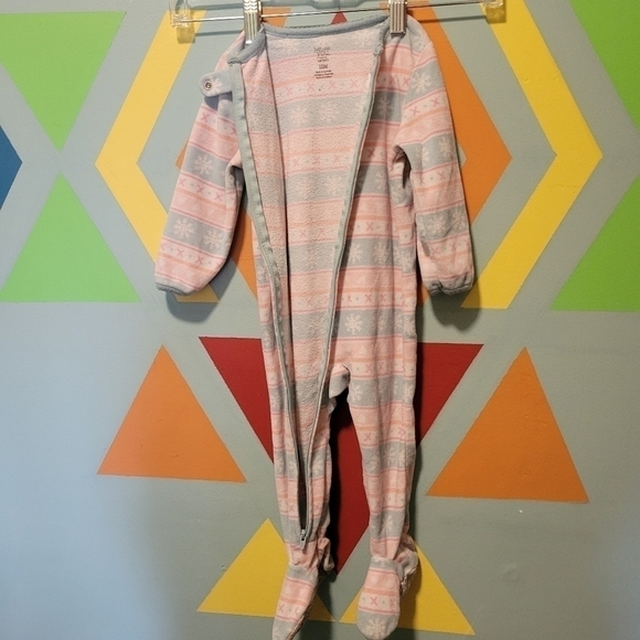 Set Of 2 Carter's Girl's Footie Pajamas Side Foot Zip-Up Size 12 Months - Picture 12 of 13
